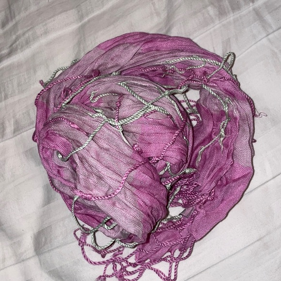 72 inch pink green AKA stripe fringe scarf - Picture 2 of 2